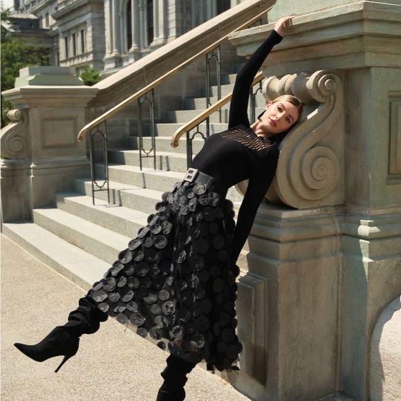 Frank Lyman Design Black Sheer Stripe Sweater - Picture 2 of 7